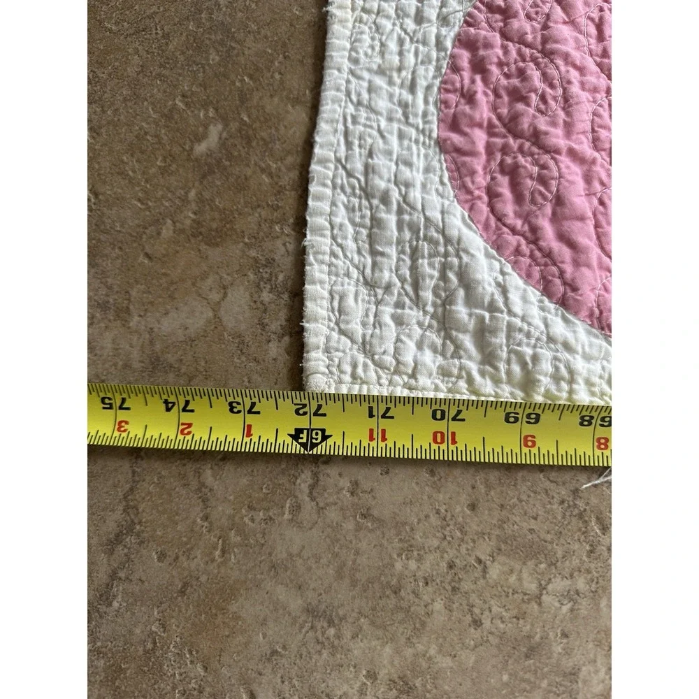 Vintage Wild Rose Quilt w/Hand-Stitched Floral Border, 1930s (78